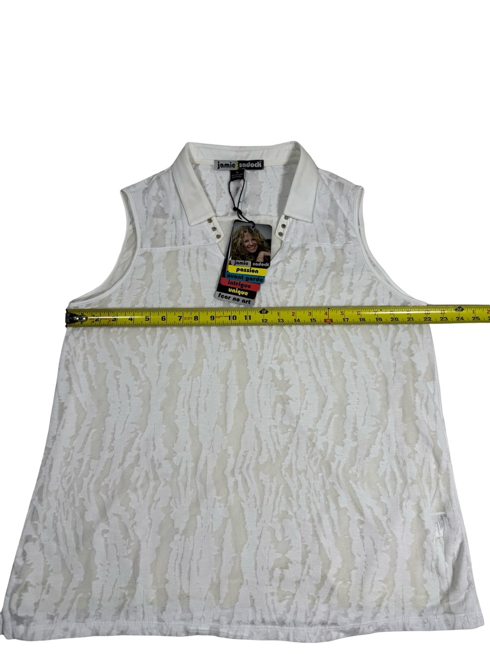 Jamie Sadock Sz XL Luxe Coastal Country Club Sleeveless Golf Polo Abstract NEW - Picture 3 of 8
